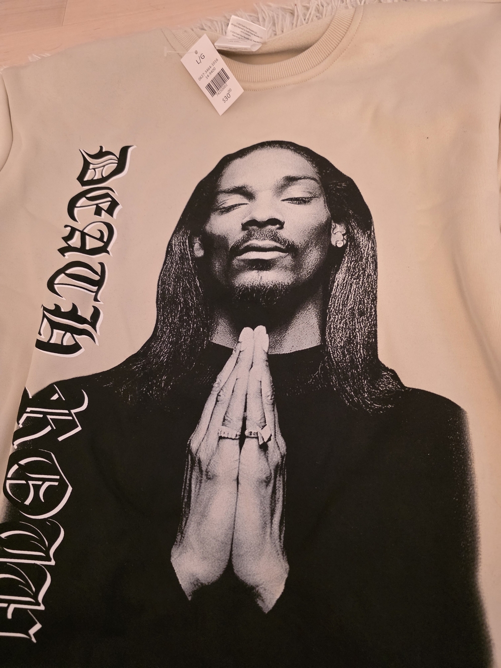 Urban Planet Cream and Black Graphic Sweatshirt with Snoop Dogg Print